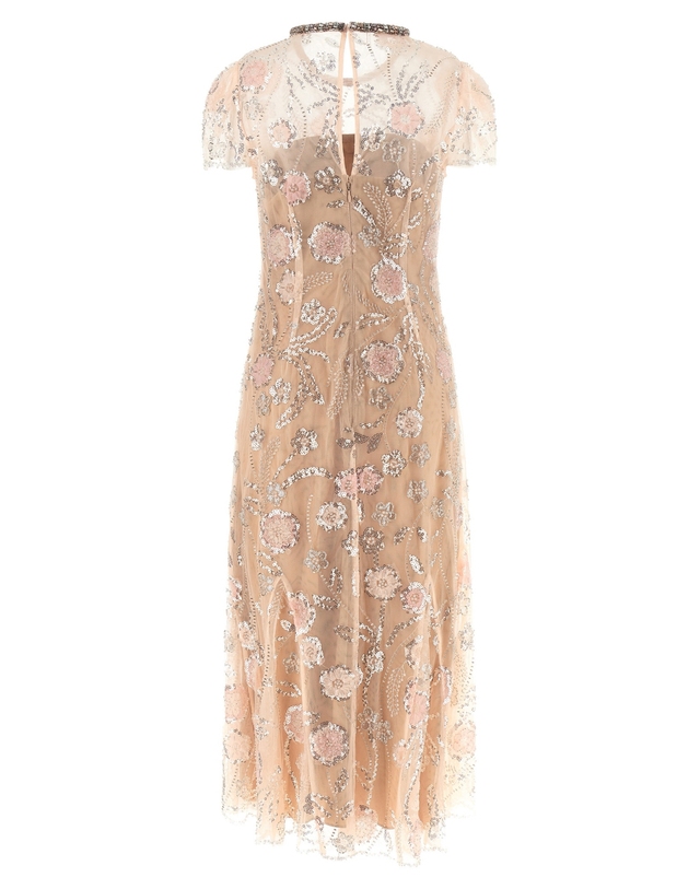 셀프포트레이트 [해외직구][셀프포트레이트]Pink Flower Sequin Embellished Midi 반팔원피스 PF26145MPPINK 7362844 착용컷
