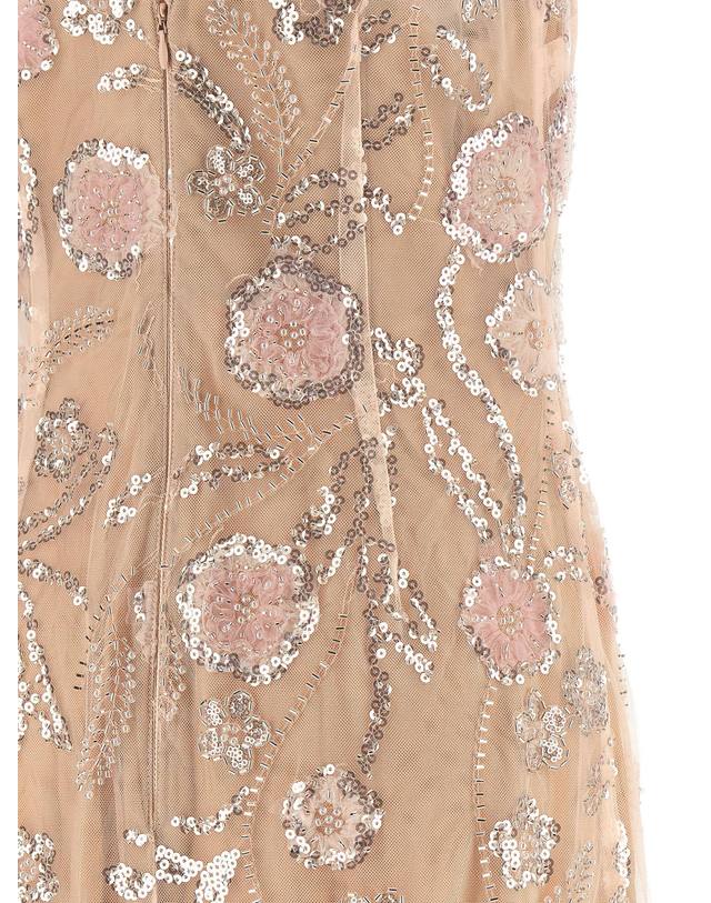 셀프포트레이트 [해외직구][셀프포트레이트]Pink Flower Sequin Embellished Midi 반팔원피스 PF26145MPPINK 7362844 착용컷
