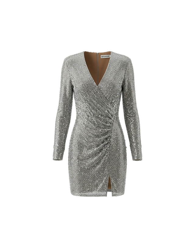 셀프포트레이트 [해외직구][셀프포트레이트] 긴팔원피스 AW26-154S-GR GREY 7593960 착용컷
