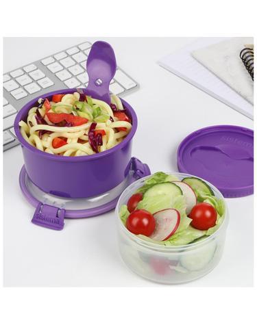 시스테마 BPA-free 원형 스텍 런치박스 2단 도시락통 965ml 퍼플