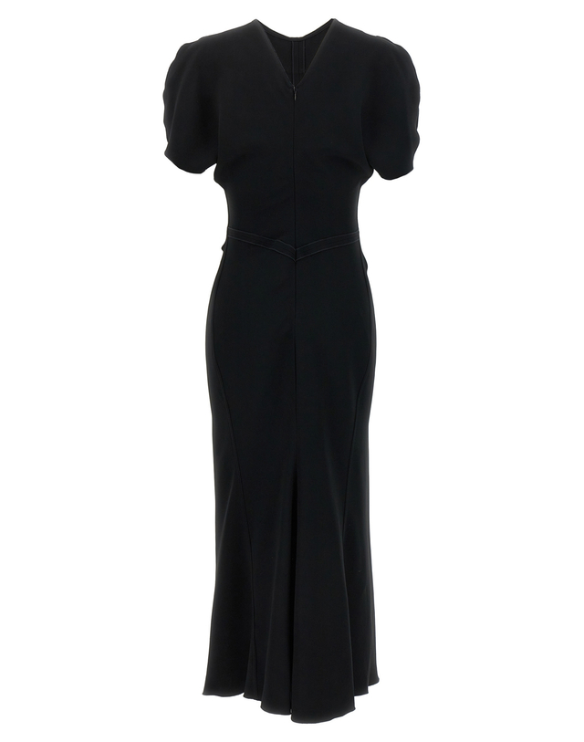 빅토리아 베컴 [해외직구][빅토리아베컴]Gathered Waist Midi 반팔원피스 1124WDR005227ABLACK 7391138 착용컷