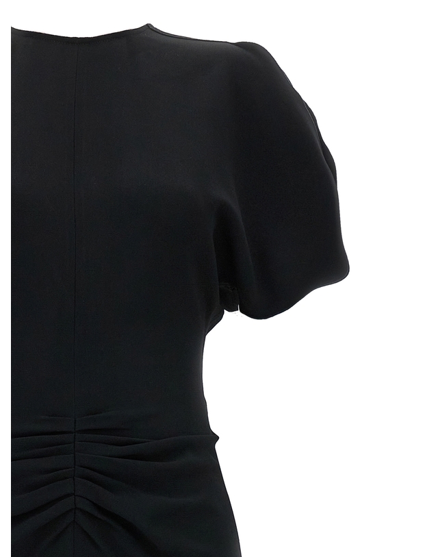 빅토리아 베컴 [해외직구][빅토리아베컴]Gathered Waist Midi 반팔원피스 1124WDR005227ABLACK 7391138 착용컷
