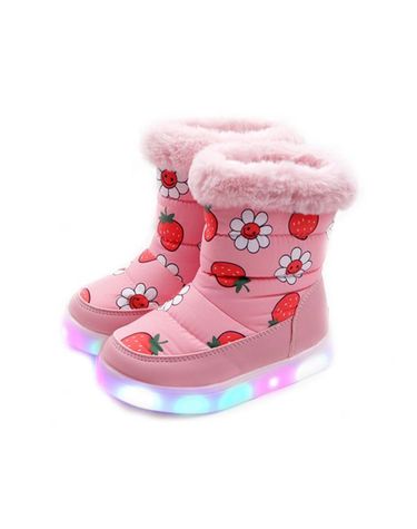 [보리보리] 풋풋 플라워베리 LED 패딩부츠 털부츠 방한부츠