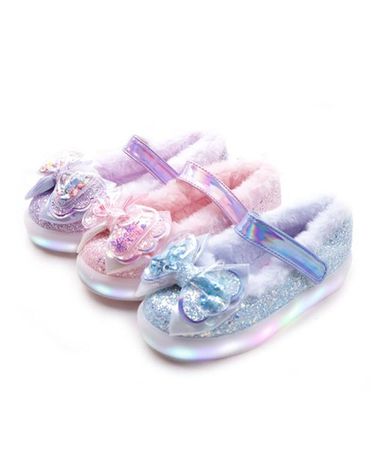 [보리보리] 풋풋 클리어리본 겨울 LED 털슬립온 털구두 여아 겨울신발