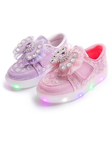[보리보리] 풋풋 아가일 크리스탈 LED 아동 여아운동화