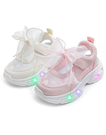 [보리보리] 풋풋 로맨틱 쉬폰리본 LED 하트메쉬 메리제인 통풍 여름 여아 운동화