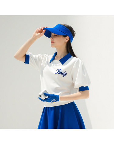 [퍼디] SET/셀럽 퍼프 배색스커트세트 [화이트+블루]