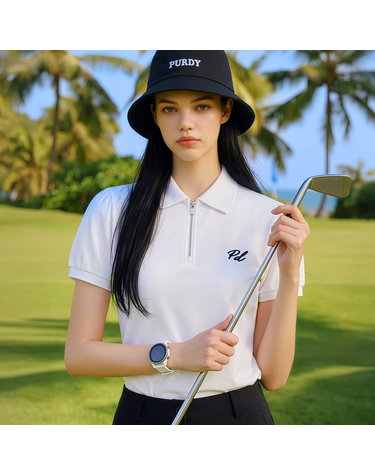 [퍼디] 피케이 지퍼 퍼프 카라티 [화이트]