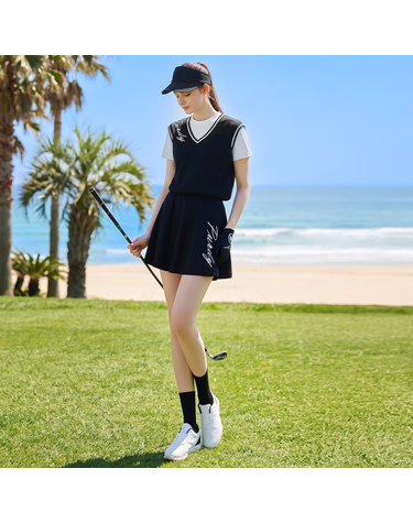 [퍼디] SET/파워 텐션 베스트 스커트세트 [블랙+블랙]