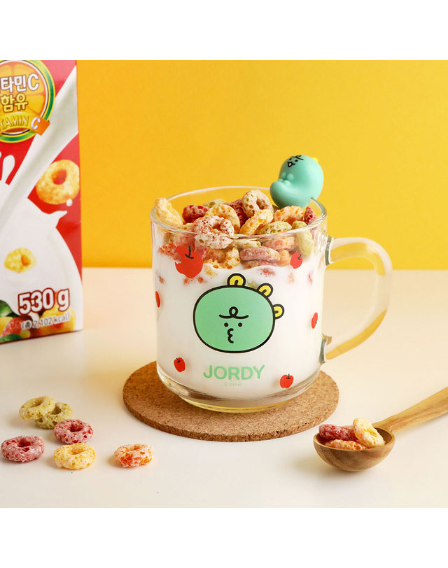 카카오프렌즈 카카오프렌즈 니니즈 죠르디 피규어 유리머그 착용컷