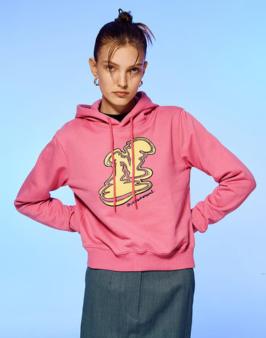 MELTING LOGO CROP HOODIE-PINK