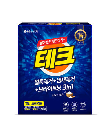 테크 3in1 분말세제 세탁세제 일반드럼 겸용 카톤 4KG