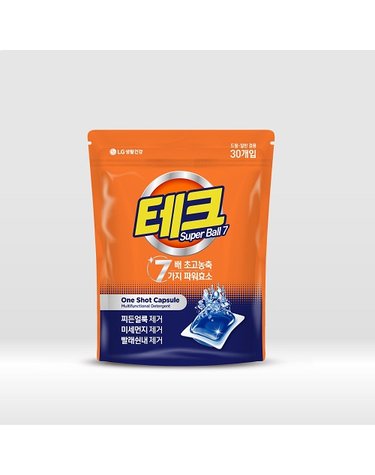 테크 수퍼볼 캡슐세제 1챔버 일반드럼 겸용 리필 30입