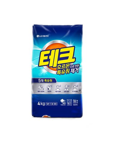 테크 특유취 제거 분말세제 NEW 세탁세제 일반드럼 겸용 리필 4KG