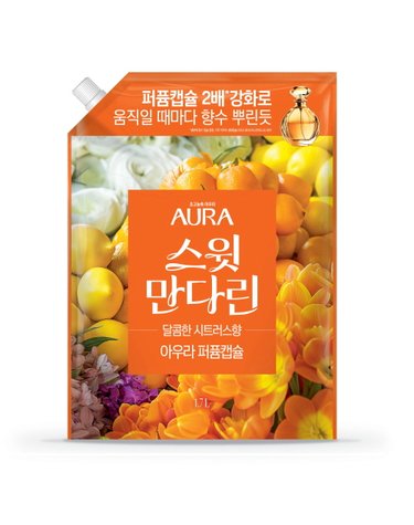 아우라 30일지속 초고농축 퍼퓸캡슐 섬유유연제 1.7L리필 스윗만다린