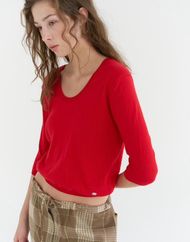 CASHMERE HALF KNIT / RED