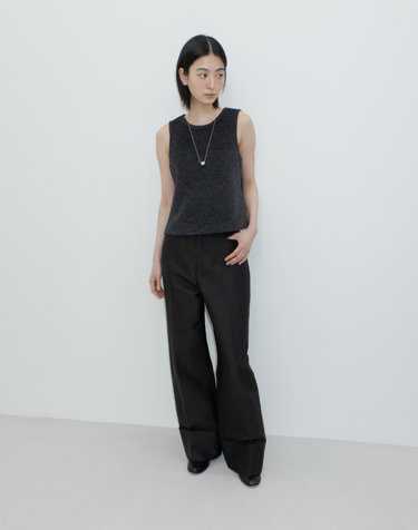 STRAIGHT TURN-UP PANTS / BLACK