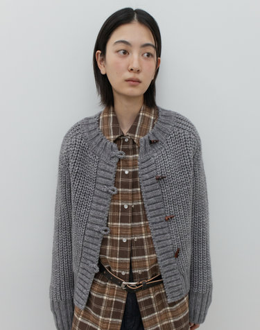 BULKY KNIT CARDIGAN / CHARCOAL