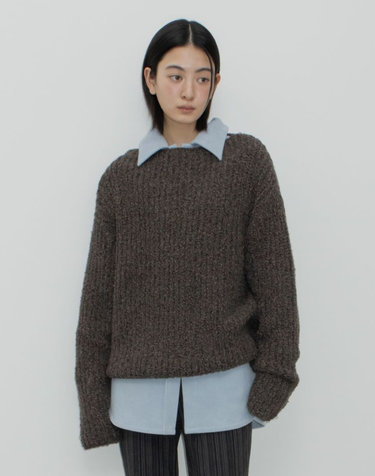 BOATNECK LOOSE FIT KNIT / BROWN