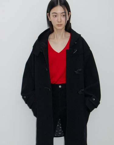 LONG DUFFLE COAT / BLACK