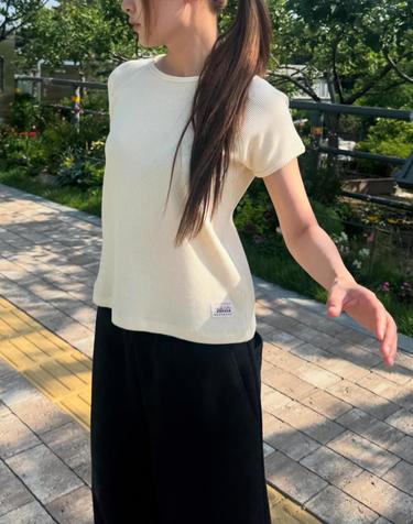 PETITE WAFFLE TOP / CREAM