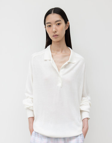 WOOL SILK POLO KNIT / IVORY