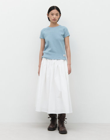 SIDE DRAWSTRING FLARE SKIRT / WHITE