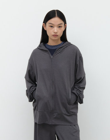 DRAW HOOD ZIP-UP / CHARCOAL