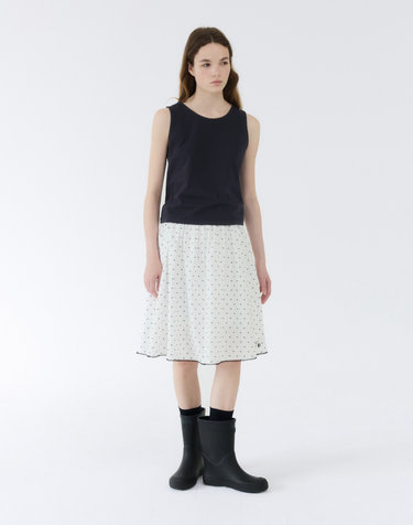 COTTON POLINE SKIRT / WHITE DOT