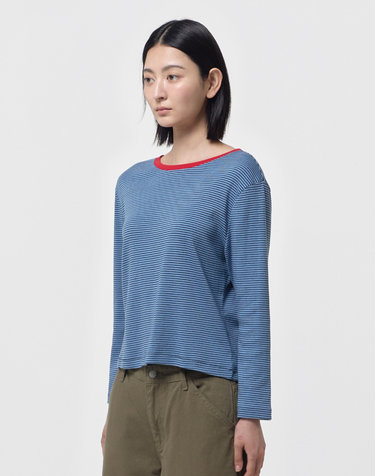 MID SLEEVE STRIPE TOP / BLUE