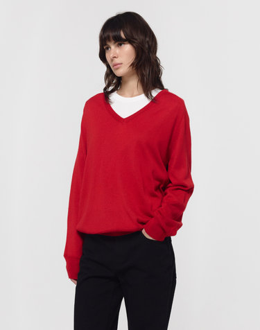 LOOSE V-NECK KNIT / RED