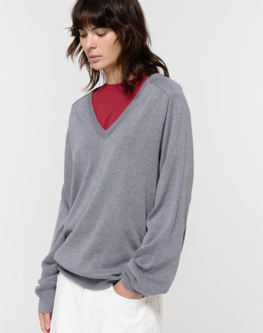 LOOSE V-NECK KNIT / GREY