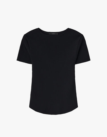 RIBBED HALF SLEEVE KNIT / BLACK