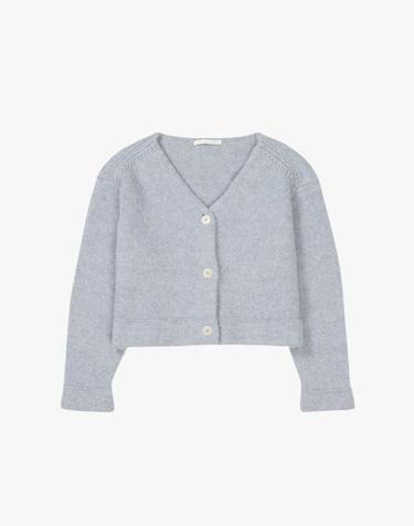 BRUSHED V-NECK CARDIGAN / ASH BLUE