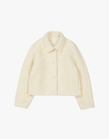 FANCY WOOL CROP COAT / BUTTER