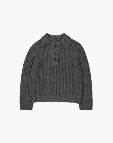 BULKY COLLAR KNIT / CHARCOAL