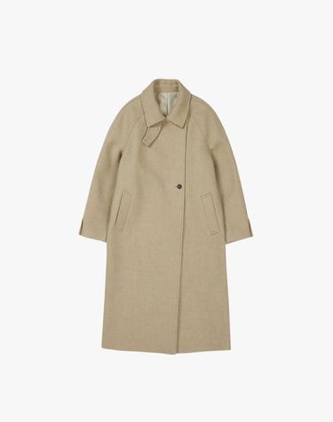 RAGLAN WOOL CAMEL COAT / OLIVE BEIGE