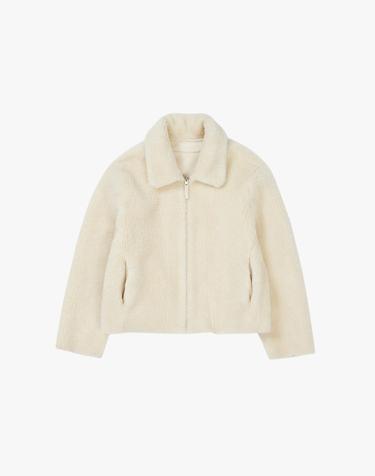 REVERSIBLE SHEERING ZIP-UP JUMPER / CREAM