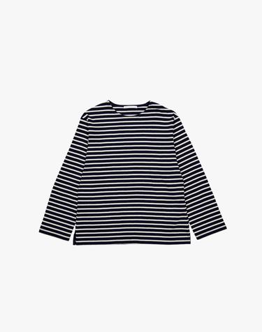 BOAT NECK STRIPE TOP / NAVY