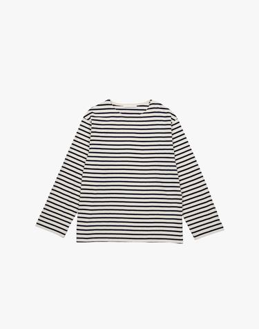 BOAT NECK STRIPE TOP / IVORY