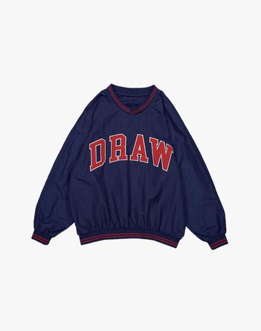 DRAW ANORAK V-NECK TOP / NAVY