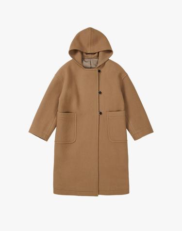 HOOD DOUBLE COAT / CAMEL