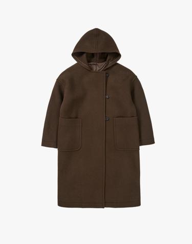 HOOD DOUBLE COAT / BROWN