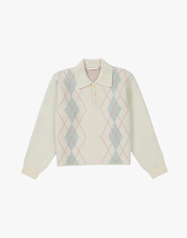 SHAGGY ARGYLE KNIT / CREAM