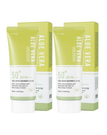 코스메이트 네이처 알로에베라 선크림 60ml 2개 SPF50+ PA++++