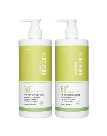 코스메이트 네이처 알로에베라 선크림 500ml 2개 SPF50+ PA++++