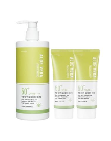 코스메이트 네이처 알로에베라 선크림 500ml+60ml 2개 SPF50+ PA++++