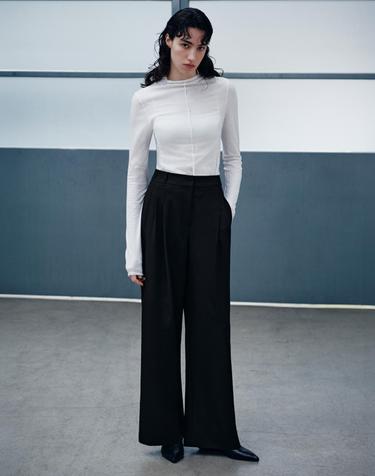 투턱 와이드 팬츠 블랙