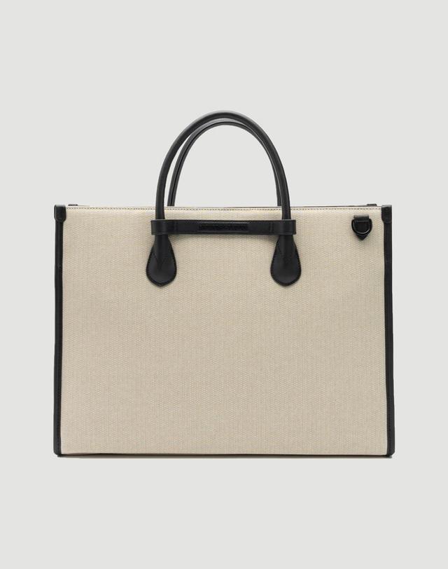 세러데이일레븐 NO.6 HERRINGBONE BRIDGE TOTE BAG 베이지 착용컷