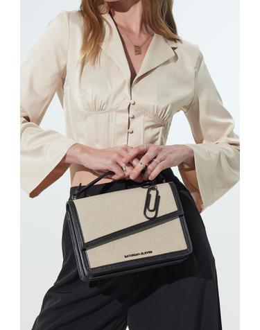 NO.43 HANDLE CROSS BODY BAG _ D/BEIGE WHITE